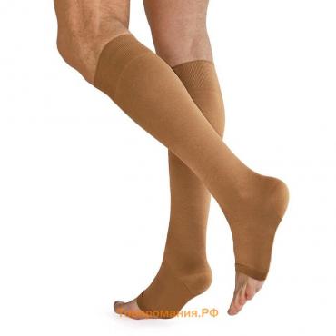 Чулки медицинские компрессионные, ниже колена, без мыска, 2 класс, арт.3001 рост 1, размер 4 (L), цвет бежевый
