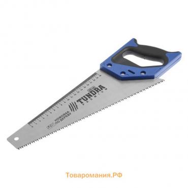 Ножовка по дереву ТУНДРА, 2К рукоятка, 2D заточка, каленый зуб, 7-8 TPI, 350 мм