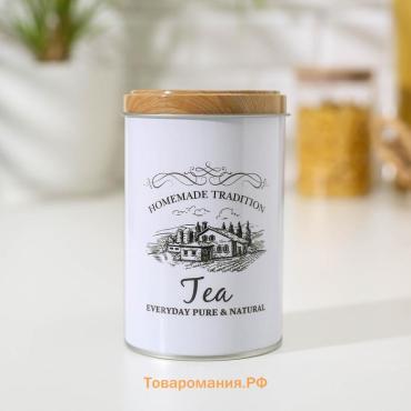 Банка для чая «Дом и поле», 12×7.5×7.5 см, белая