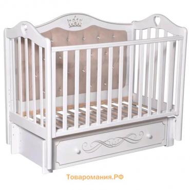 Детская кровать Karolina-10, мягкая спинка, маятник, ящик, цвет белый