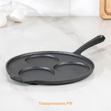 Сковорода-оладница, d=19.5 см, чугун, индукция, чёрная