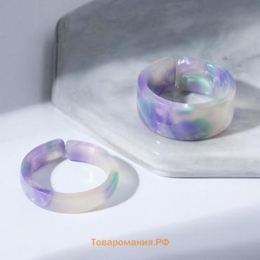 Кольцо набор 2 штуки из акрила «Дуос», цвет серо-фиолетовый, размер 17-17,5