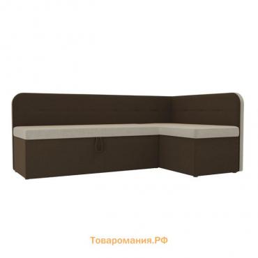 Кухонный угловой диван «Форест», механизм дельфин, микровельвет, цвет бежевый / коричневый