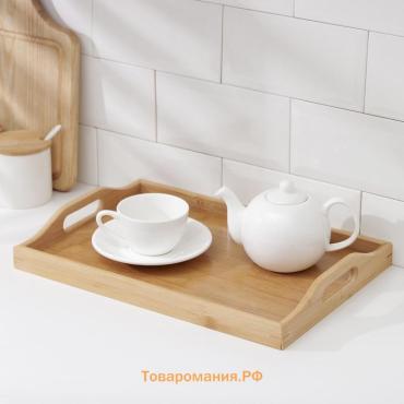 Поднос с ручками BellaTenero Striata, 37.5×26×5 см, бамбук