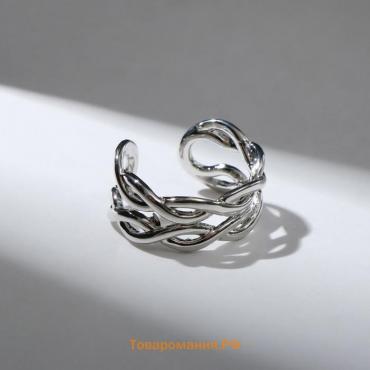 Кольцо "Тренд" две косички, цвет серебро, безразмерное