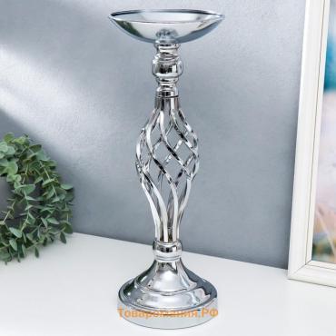 Подсвечник металл на 1 свечу "Сплетение" серебро 40х14х15 см