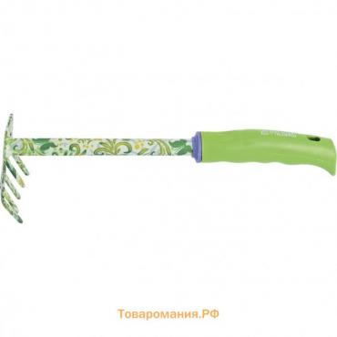Грабли прямые, 5 зубьев, длина 31 см, стальные, пластиковая ручка, FLOWER GREEN