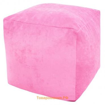Пуфик «Куб», микровельвет, цвет розовый