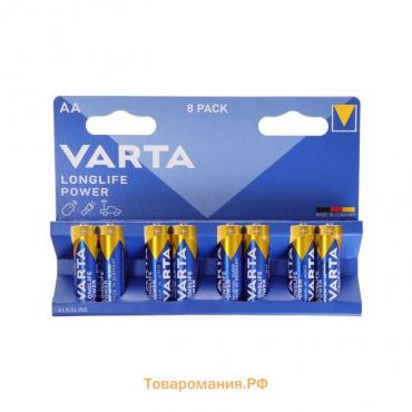 Батарейка алкалиновая Varta LongLife Power, AA, LR6-8BL, 1.5В, блистер, 8 шт.
