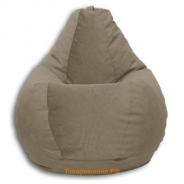 Кресло-мешок «Груша» Позитив Карат, размер XXL, диаметр 105 см, высота 130 см, велюр, цвет коричневый