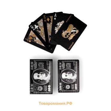 Карты игральные пластиковые «100 Долларов», 8.7×5.7 см, чёрные